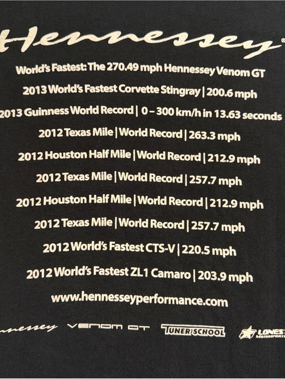 Hennessy performance Men’s black graphic short sleeve T-shirt size extra large